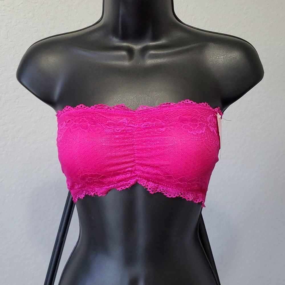 Women's Fuchsia "All Over" Lace Padded Bandeau Size Medium